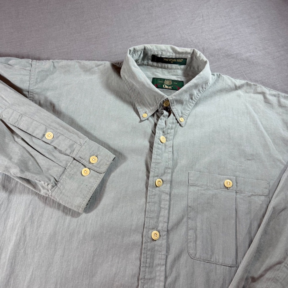 Orvis Button Down Shirt Mens XL Gray Excellent Security Pocket Cotton Blend Long - Picture 4 of 8